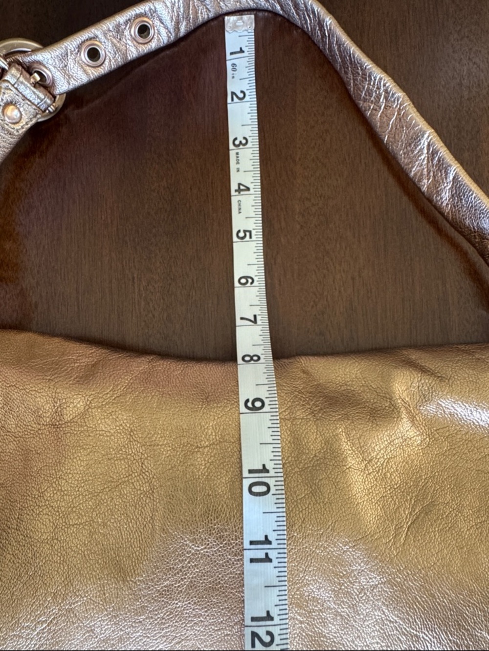Coach Metallic Soft Leather Flap Hobo Shoulder Bag Gold/Rose Gold - NO CALLOUTS - Picture 15 of 16